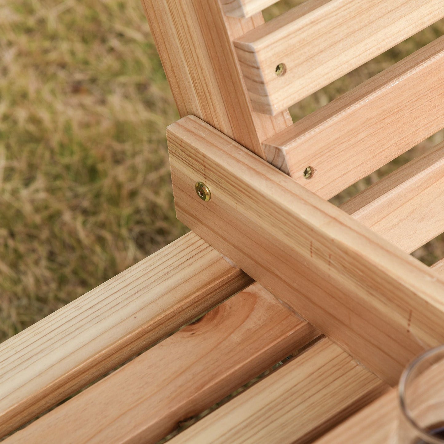 3-Seater Wooden Porch Swing, Patio Swing Bench with Folding Coffee Table - EcoStuff