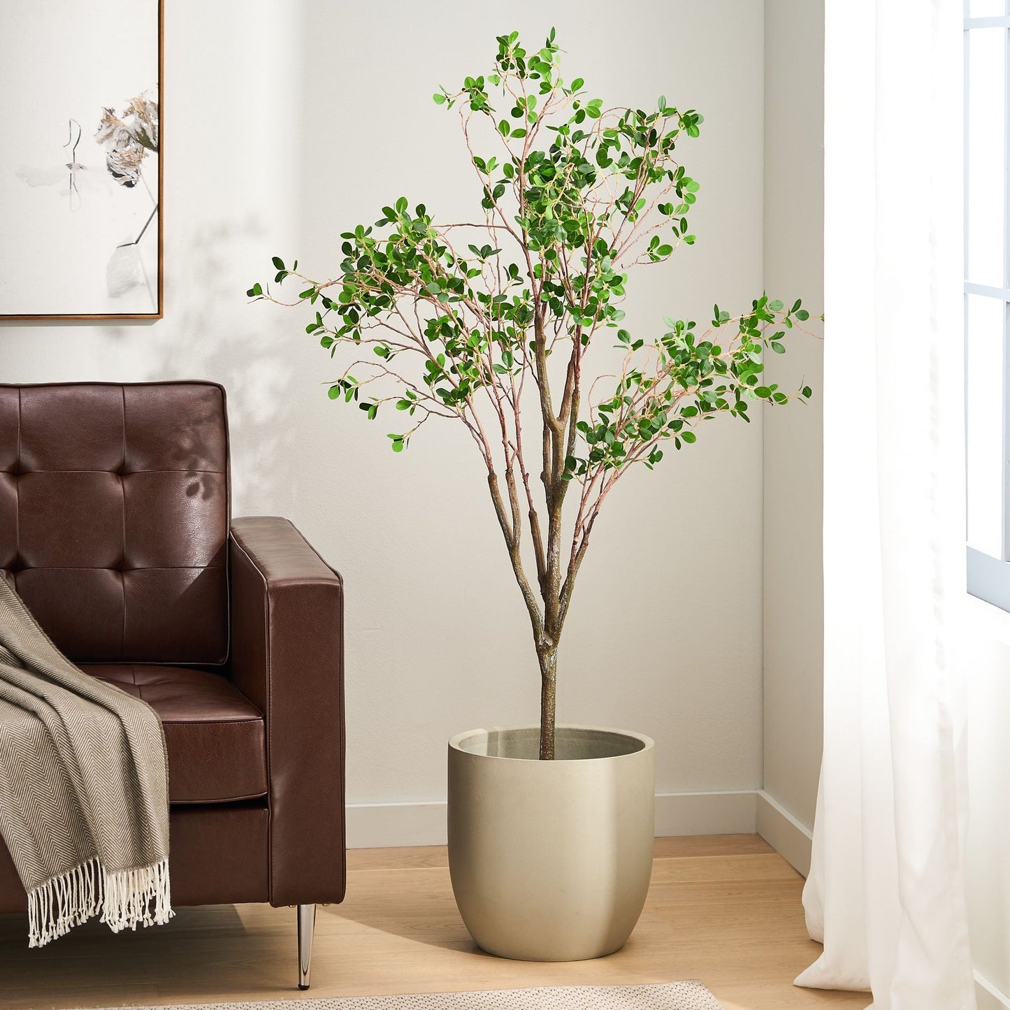 59 Inch Artificial Milan Leaf Bonsai Plant - EcoStuff