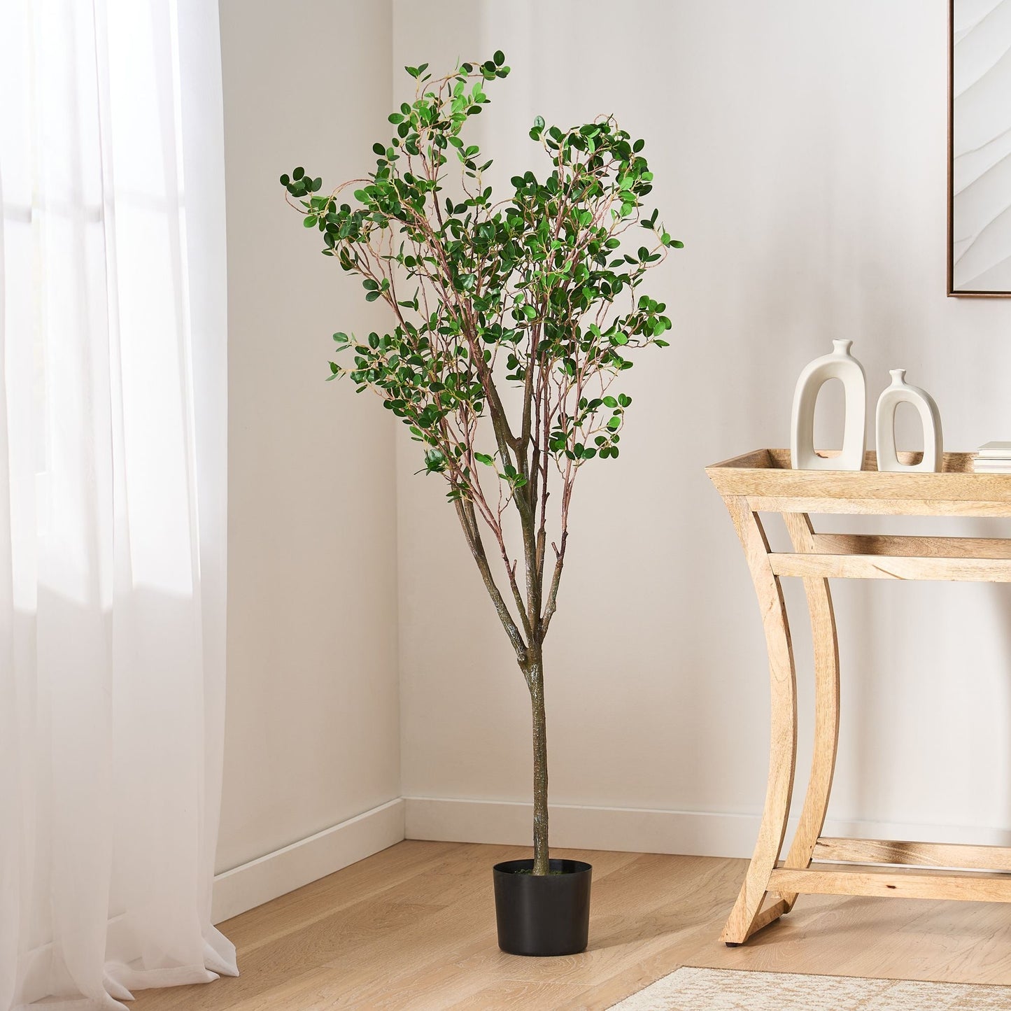 59 Inch Artificial Milan Leaf Bonsai Plant - EcoStuff
