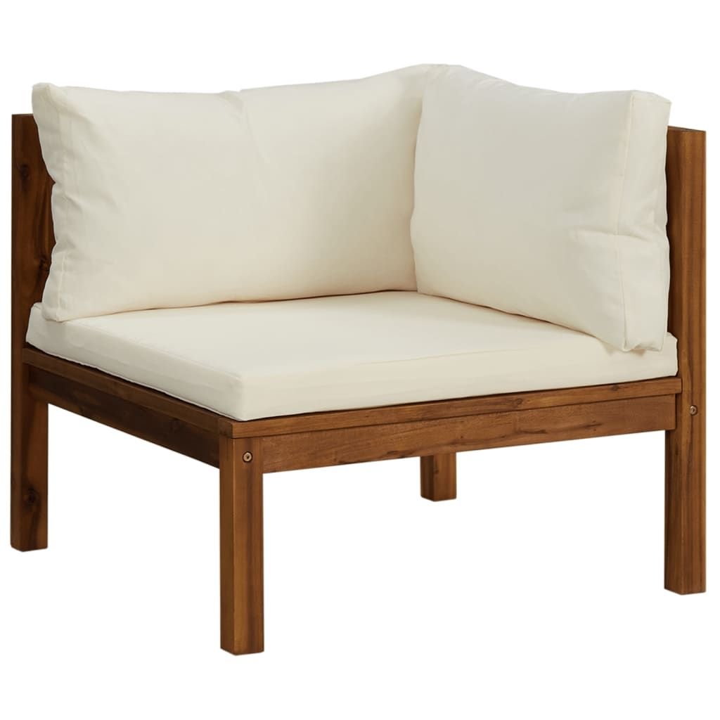 6 Piece Patio Lounge Set with Cream Cushion Solid Acacia Wood - EcoStuff