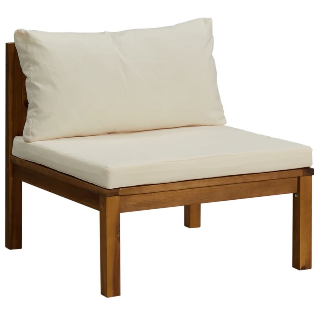 6 Piece Patio Lounge Set with Cream Cushion Solid Acacia Wood - EcoStuff