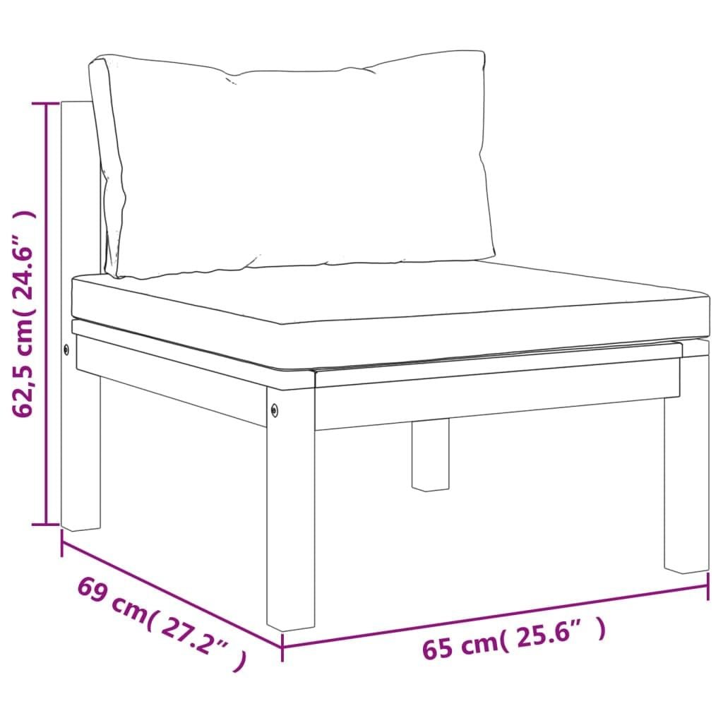 6 Piece Patio Lounge Set with Cream Cushion Solid Acacia Wood - EcoStuff