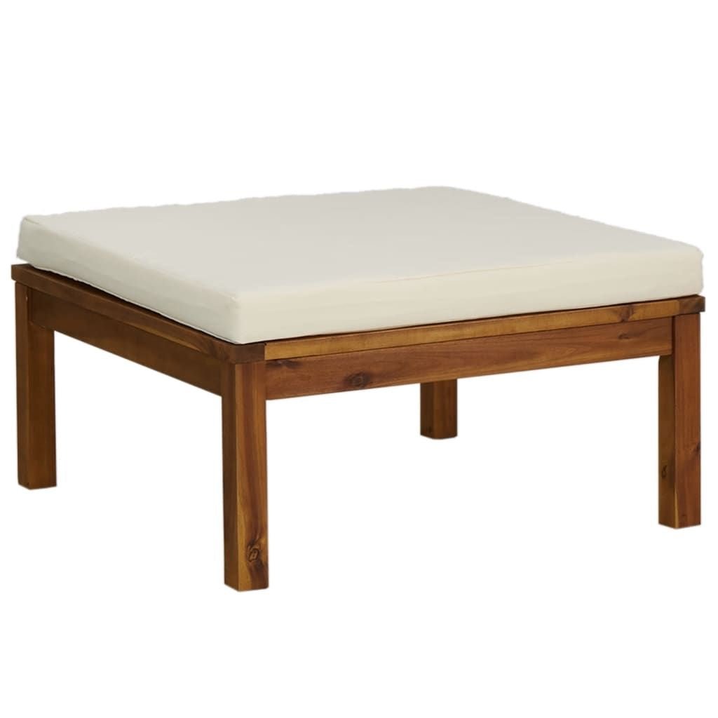 6 Piece Patio Lounge Set with Cream Cushion Solid Acacia Wood - EcoStuff