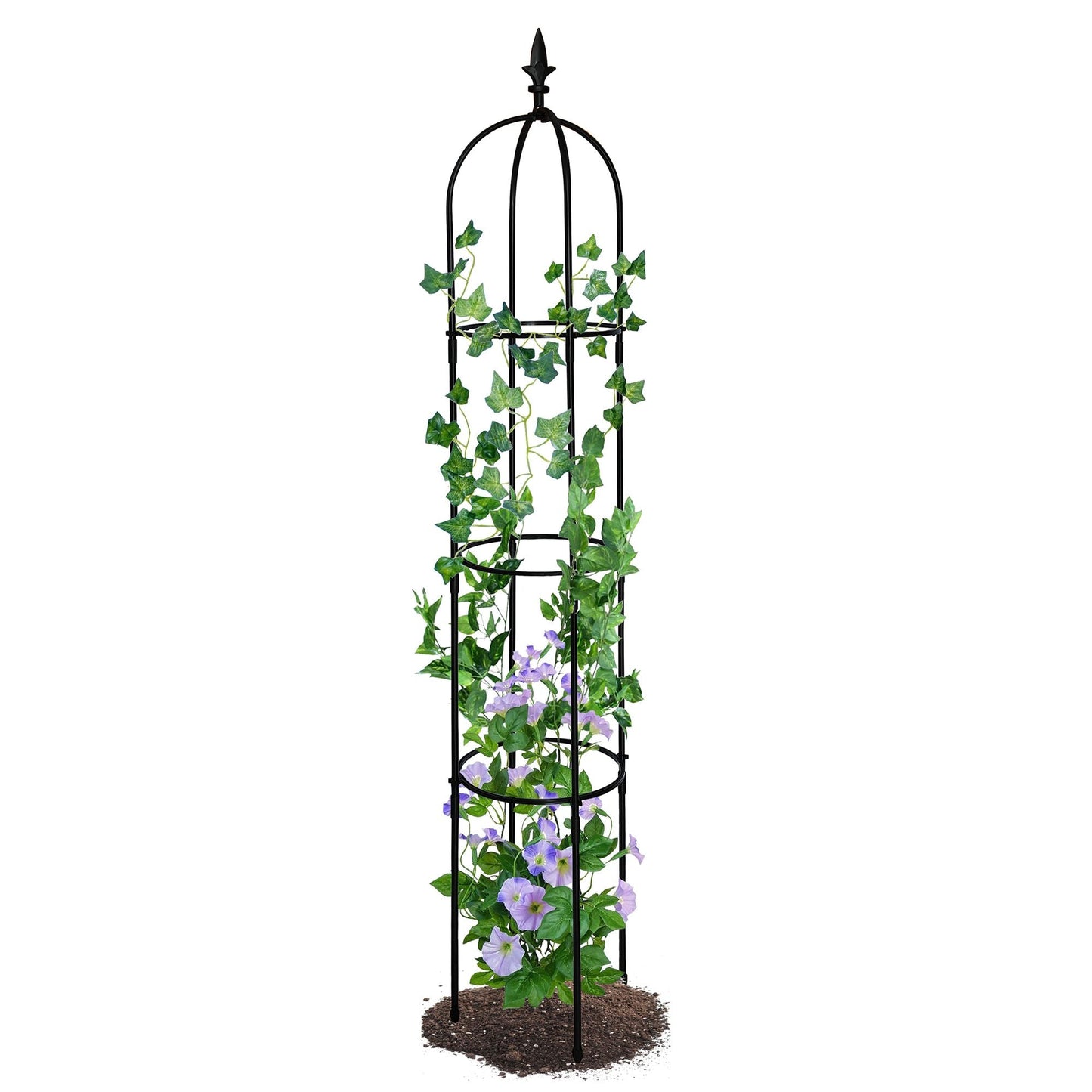 6.2ft Garden Obelisk Trellis; Lightweight Rustproof Plastic Coated Metal Tall Tower Trellis Stand - EcoStuff