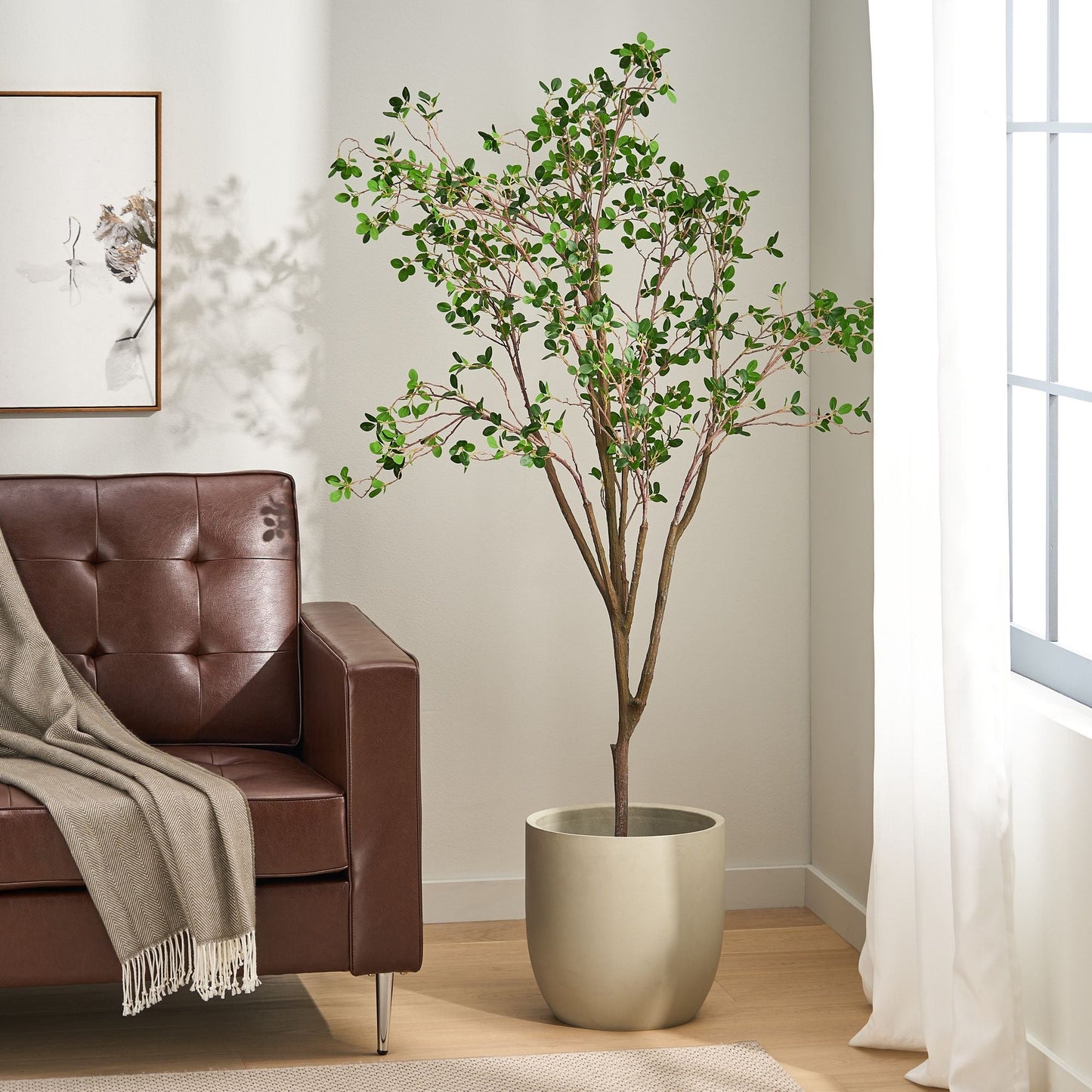 70.9 Inch Artificial Milan Leaf Bonsai - EcoStuff