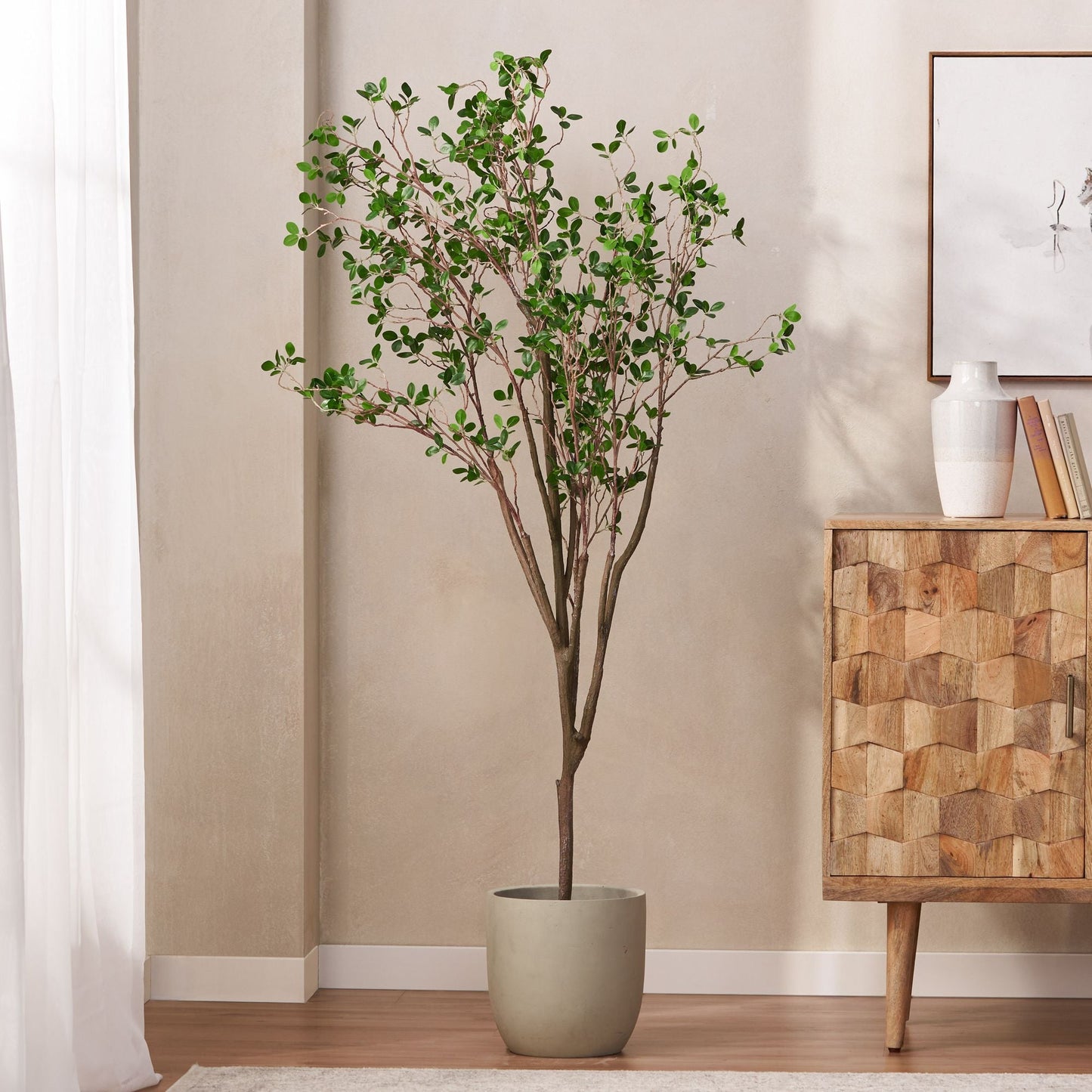 70.9 Inch Artificial Milan Leaf Bonsai - EcoStuff