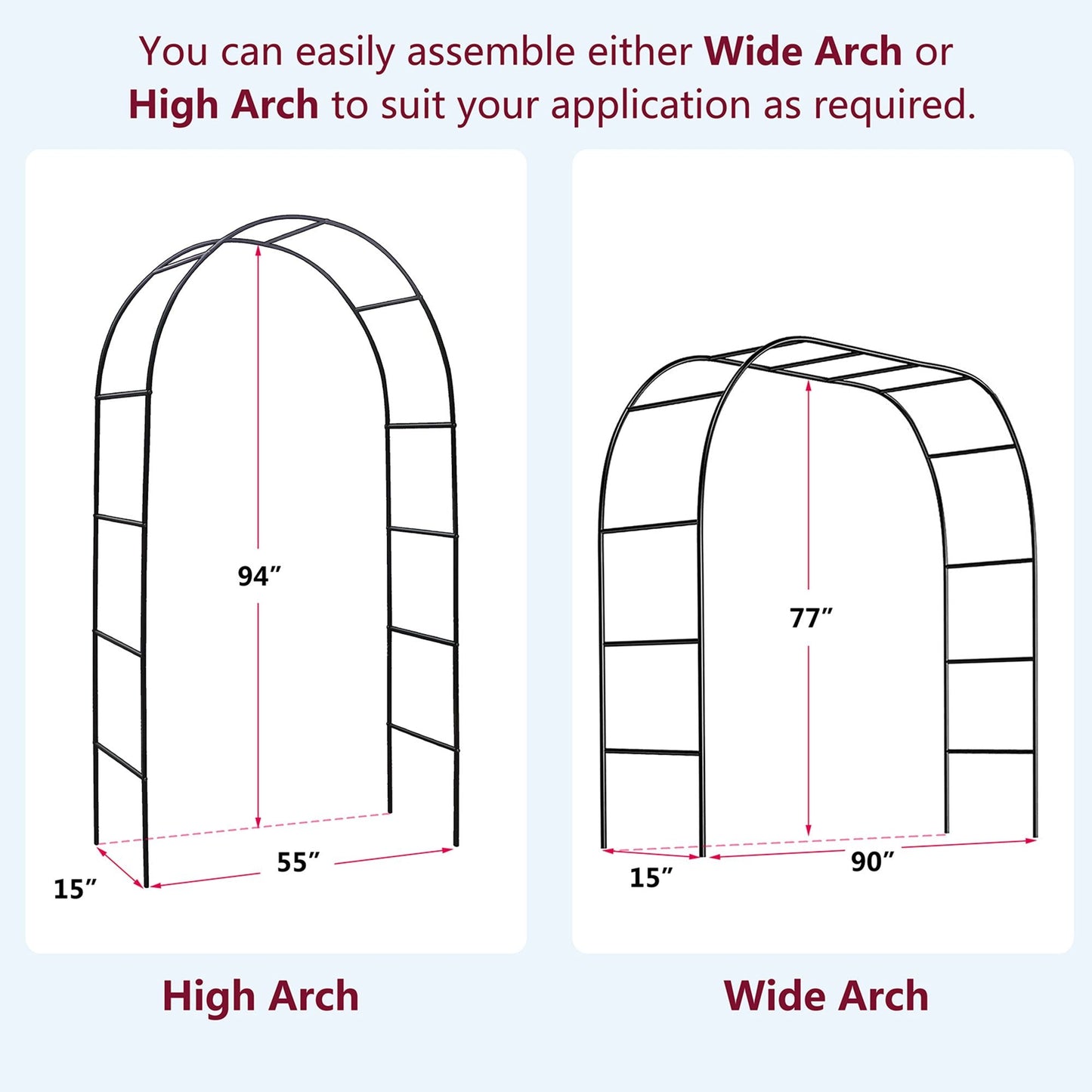 78"H x 45"W Metal Garden Arch Trellis - EcoStuff