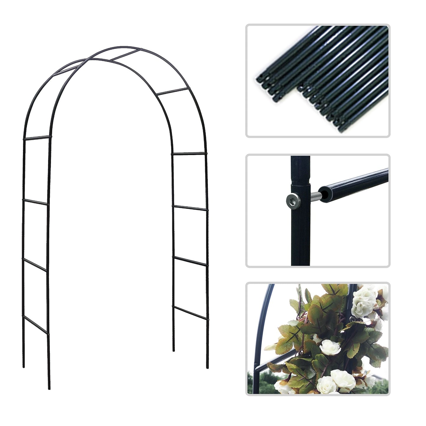 78"H x 45"W Metal Garden Arch Trellis - EcoStuff