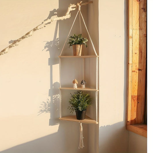 Boho Triangle Shelves Wall Decor - Plant Hanger, Candle Holder - EcoStuff