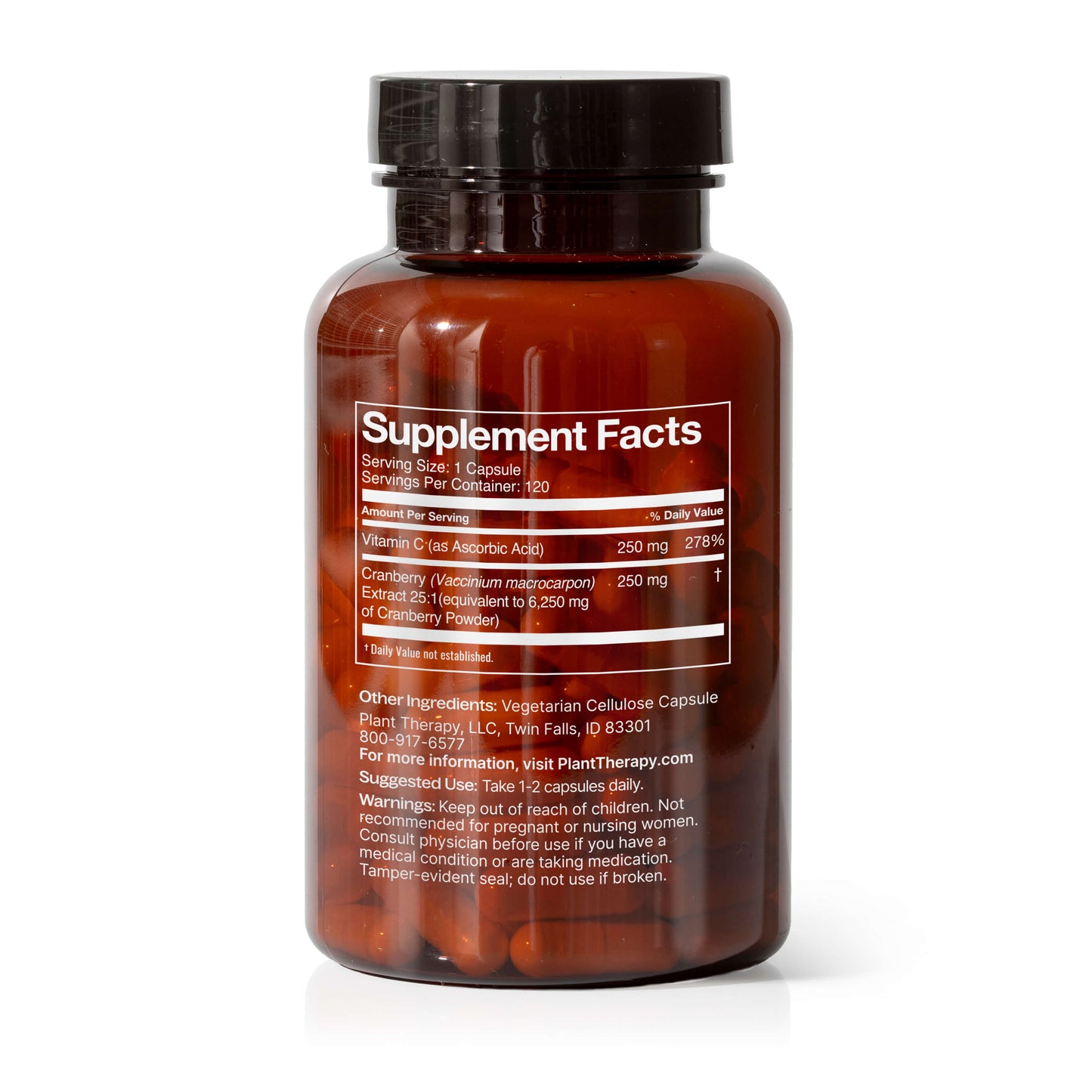 Cranberry with Vitamin C Herbal Supplement - 120 Capsules - EcoStuff
