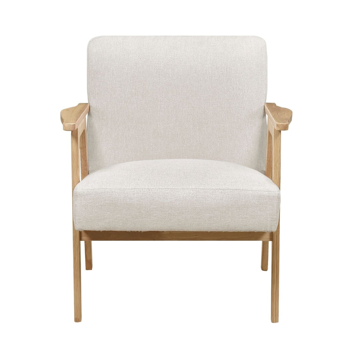 Modern Fabric Upholstery Accent Chair - Solid Rubberwood - Natural Finish Contemporary Cushion Seat - EcoStuff