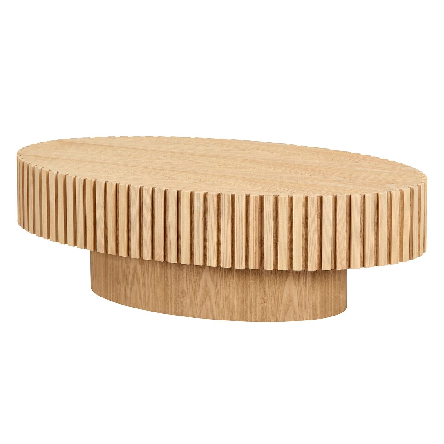 Modern Handcraft Drum Coffee Table Oval Natural Ash - EcoStuff