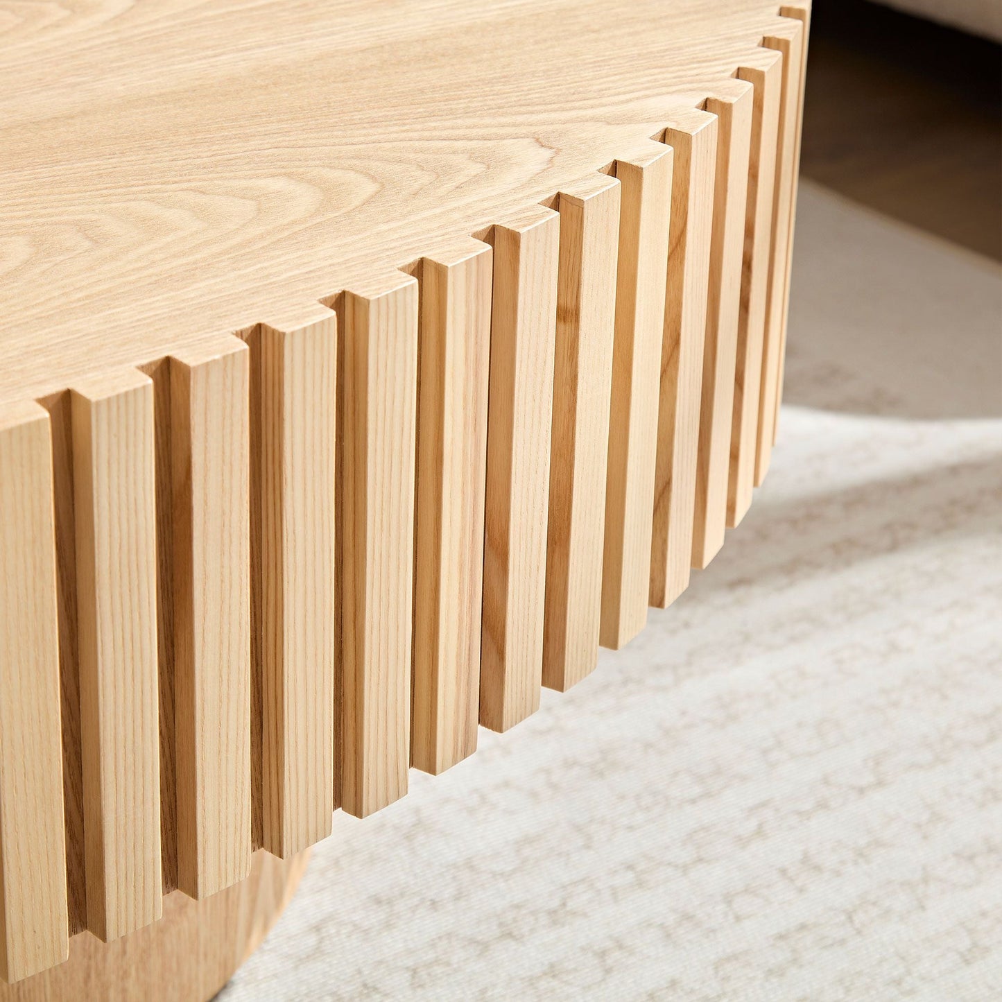 Modern Handcraft Drum Coffee Table Oval Natural Ash - EcoStuff