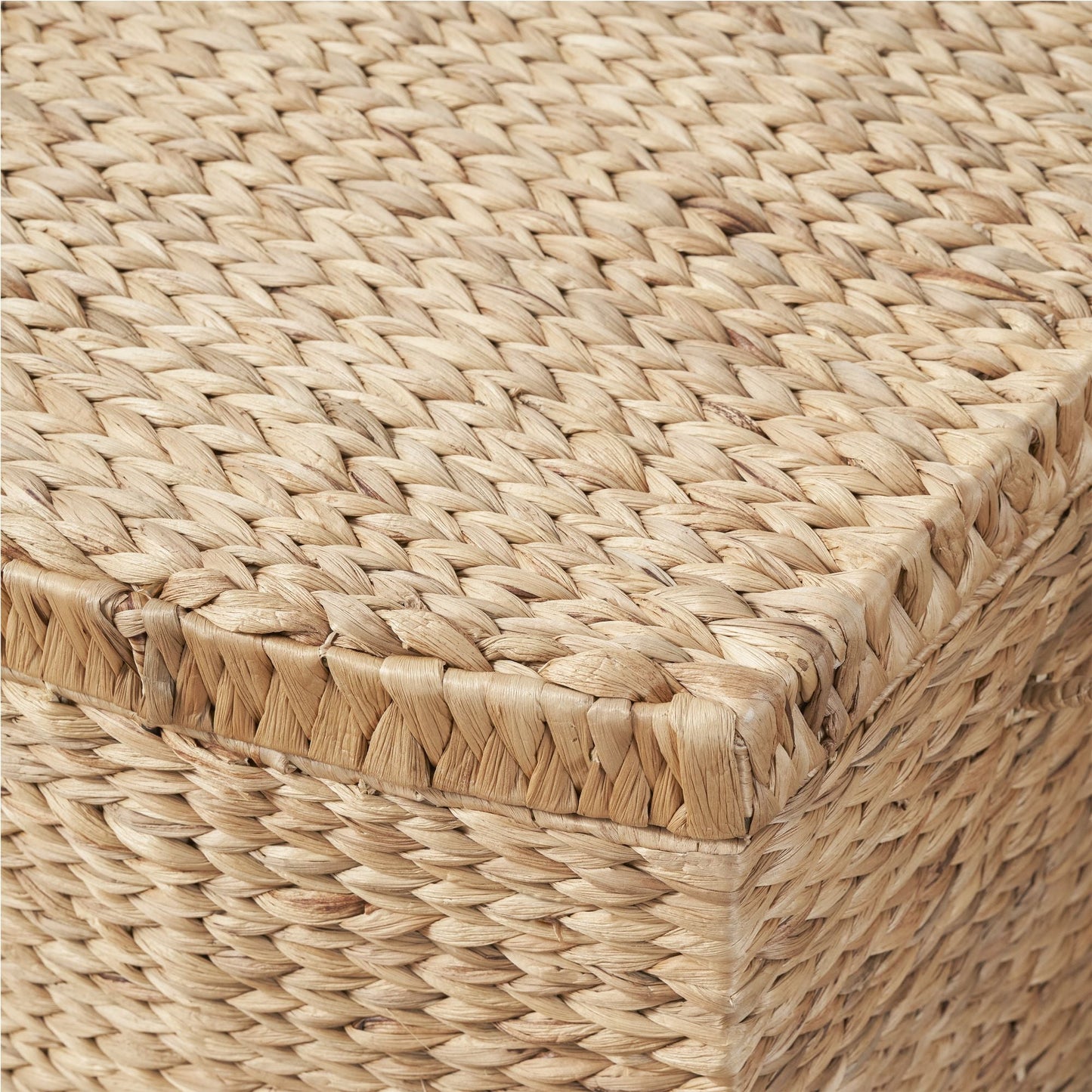 Rectangular Curve Water Hyacinth Woven Wicker Trunk with Handles - 26" x 19" x 14" - Natural Brown - EcoStuff