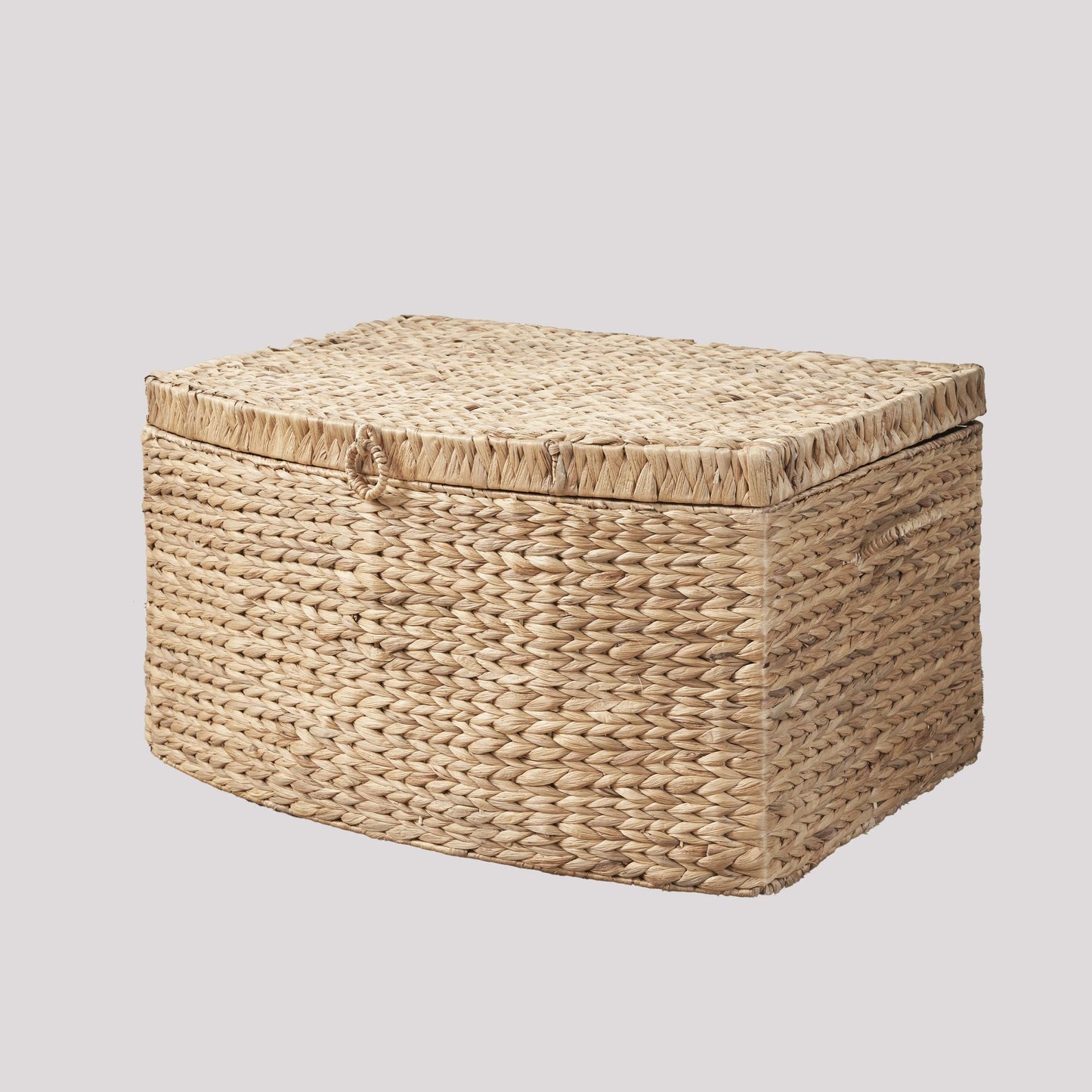 Rectangular Curve Water Hyacinth Woven Wicker Trunk with Handles - 26" x 19" x 14" - Natural Brown - EcoStuff