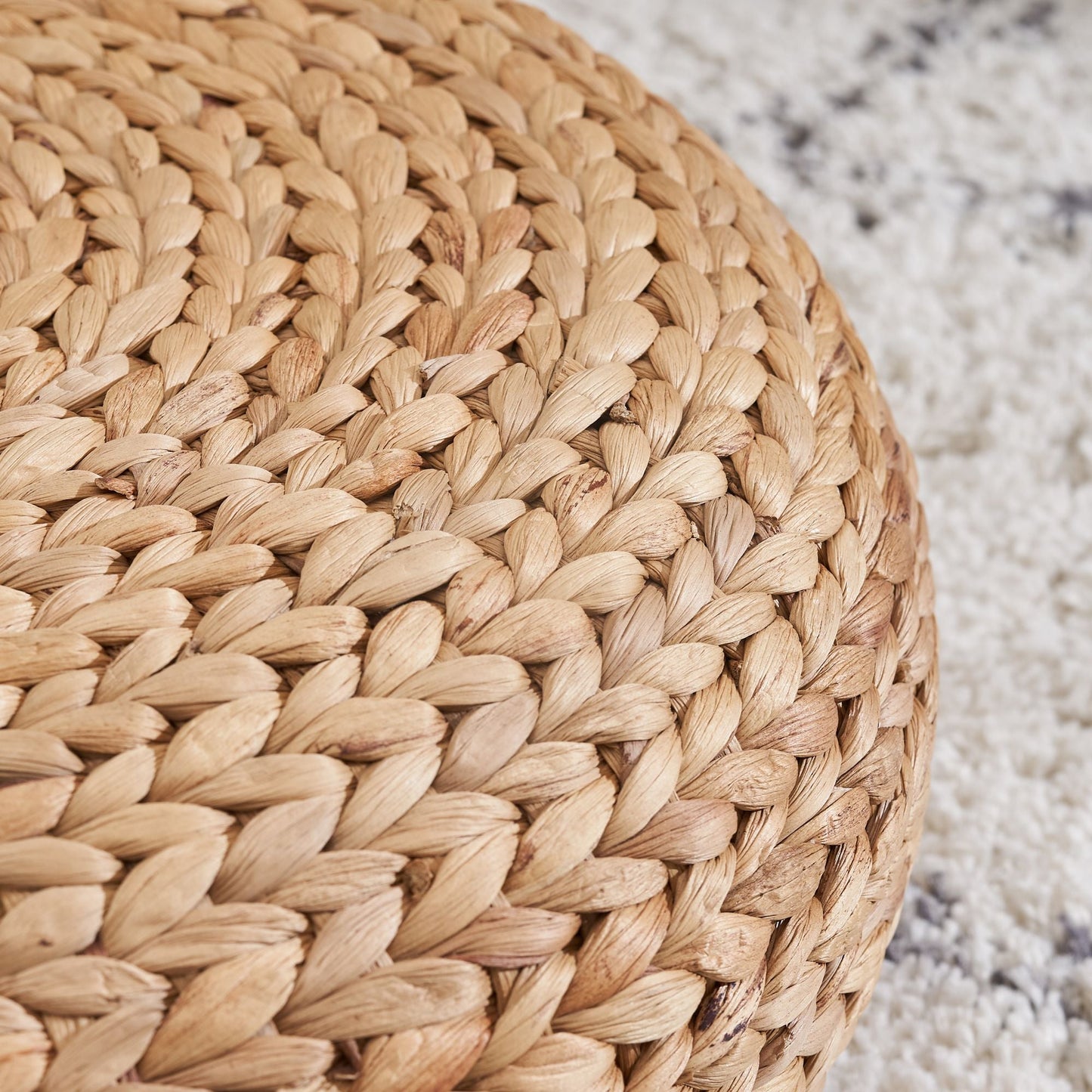 Water Hyacinth Woven Tatami Floor Cushion - 16" x 16" x 6" - Natural Brown - EcoStuff