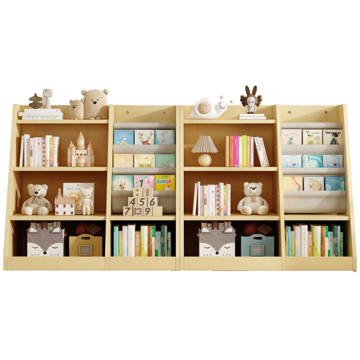 Wooden Toy Storage Organizer Natural/ Wood Kids Bookshelf - EcoStuff