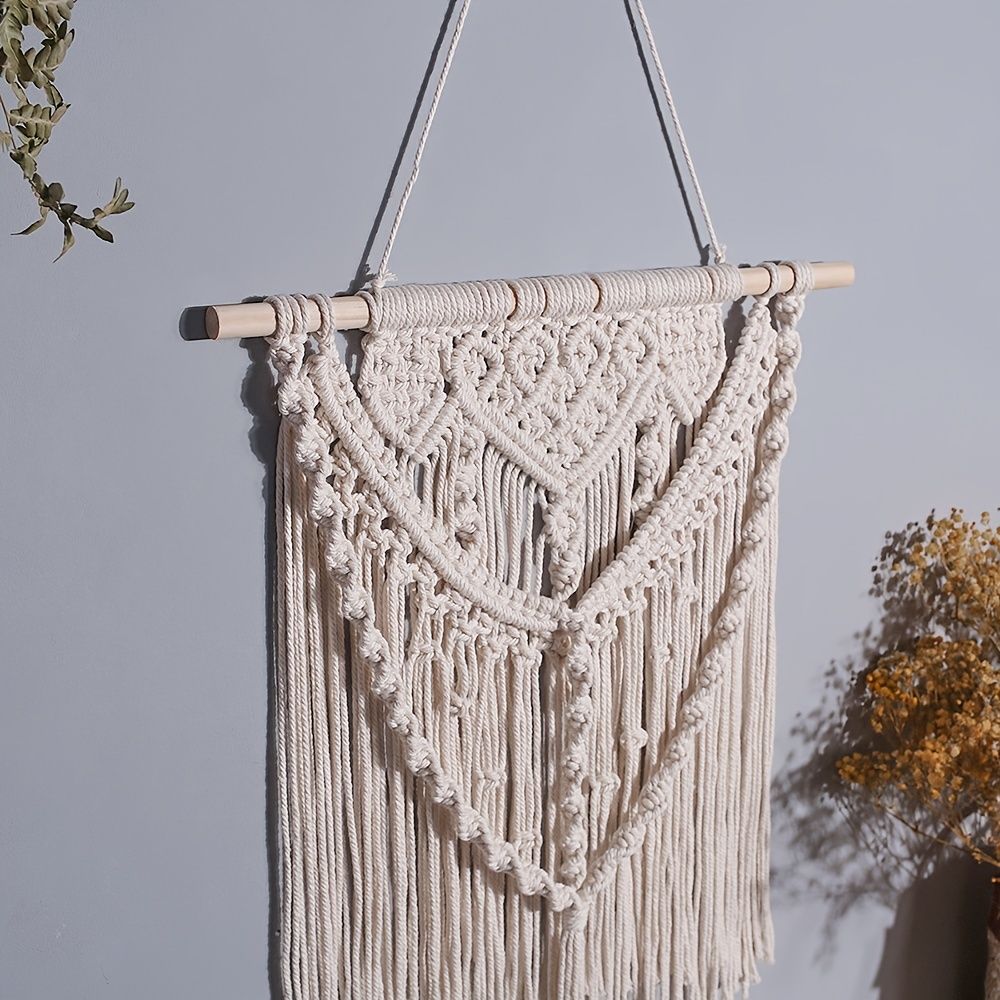 Woven Wall Hanging Ornament, Bohemian Fabric Macrame Braided Tassel Wall Decoration - EcoStuff