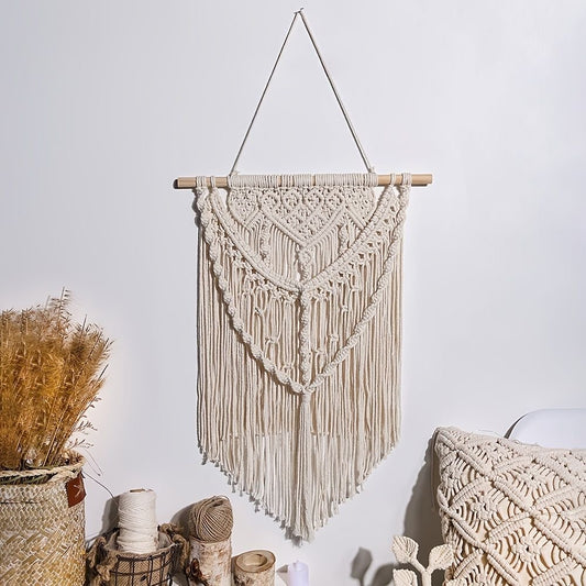Woven Wall Hanging Ornament, Bohemian Fabric Macrame Braided Tassel Wall Decoration - EcoStuff