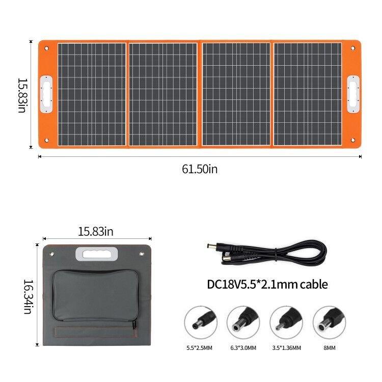 Portable Solar Panel, 5V USB 18V DC Output Type-C Output Compatible with Portable Generator 100W 18V - EcoStuff