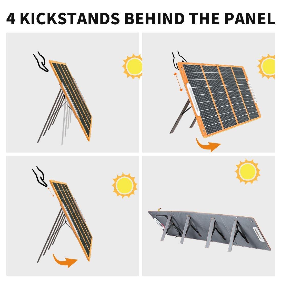 Portable Solar Panel, 5V USB 18V DC Output Type-C Output Compatible with Portable Generator 100W 18V - EcoStuff