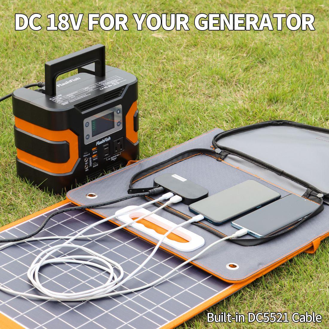 Portable Solar Panel, 5V USB 18V DC Output Type-C Output Compatible with Portable Generator 100W 18V - EcoStuff