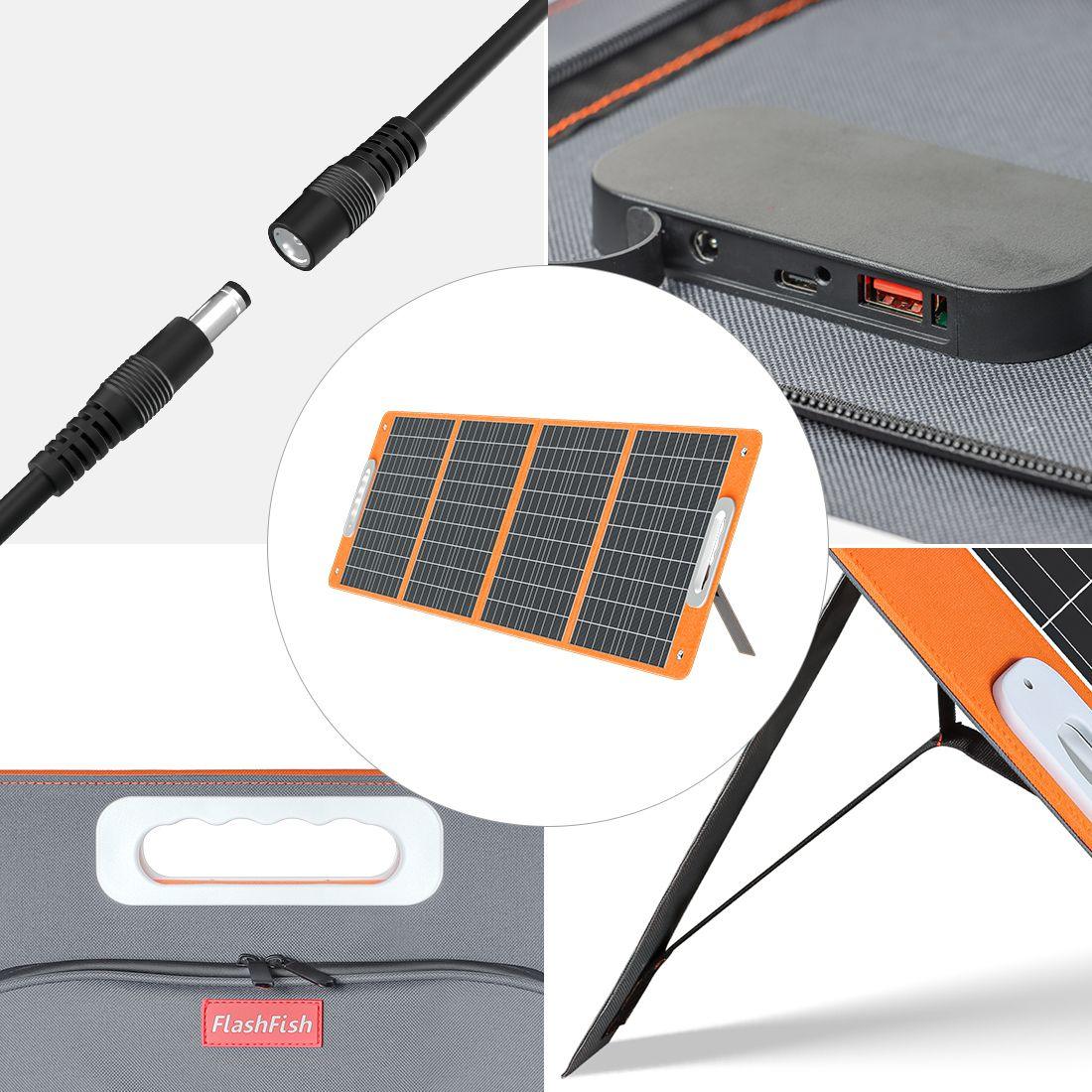 Portable Solar Panel, 5V USB 18V DC Output Type-C Output Compatible with Portable Generator 100W 18V - EcoStuff