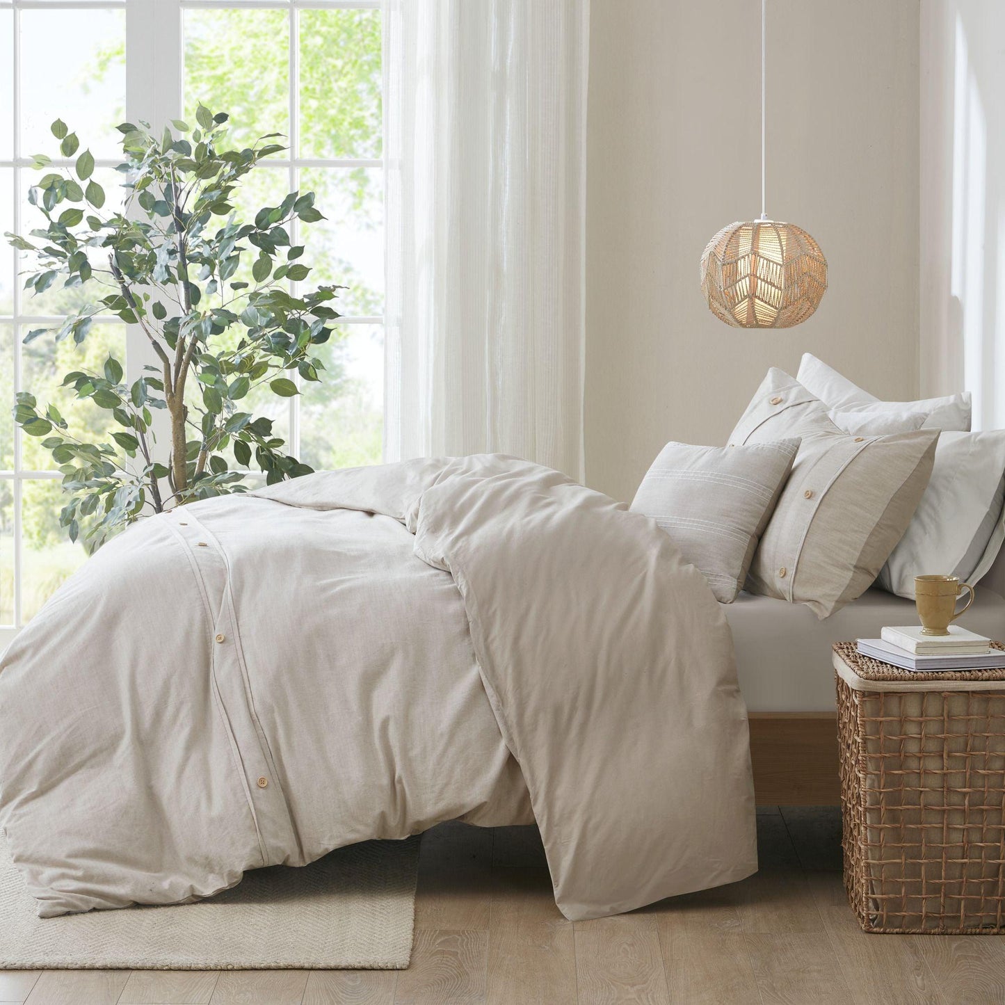 5 Piece Organic Cotton Comforter Cover Set w/removable insert Natural King/Cal King - EcoStuff