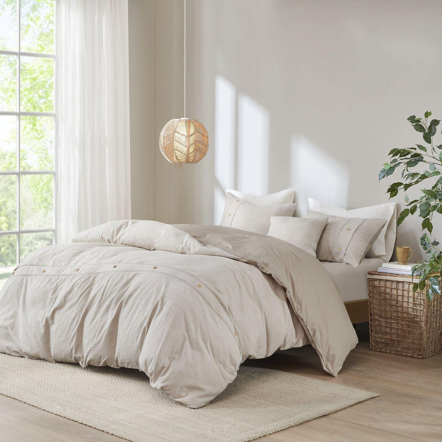 5 Piece Organic Cotton Comforter Cover Set w/removable insert Natural King/Cal King - EcoStuff