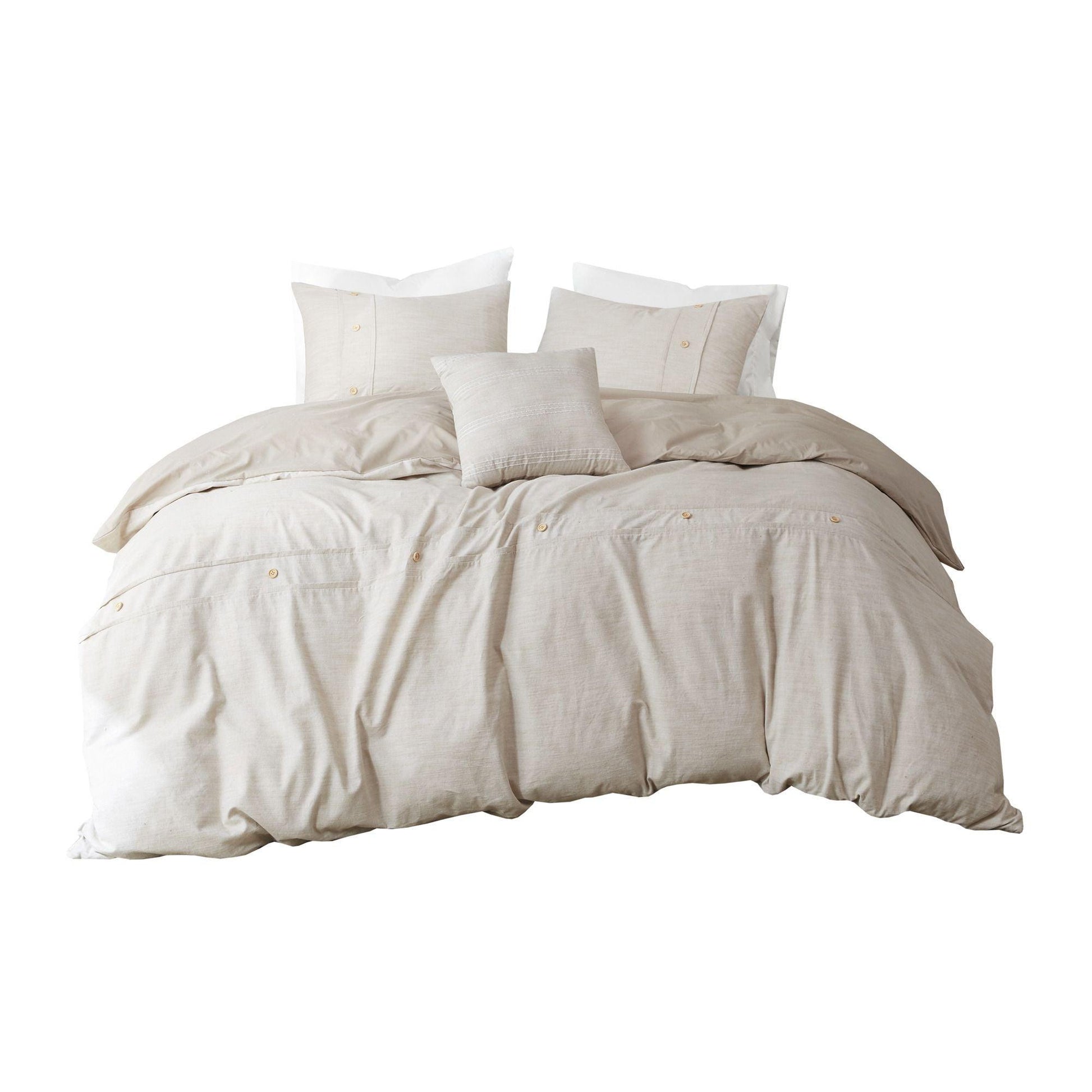 5 Piece Organic Cotton Comforter Cover Set w/removable insert Natural King/Cal King - EcoStuff