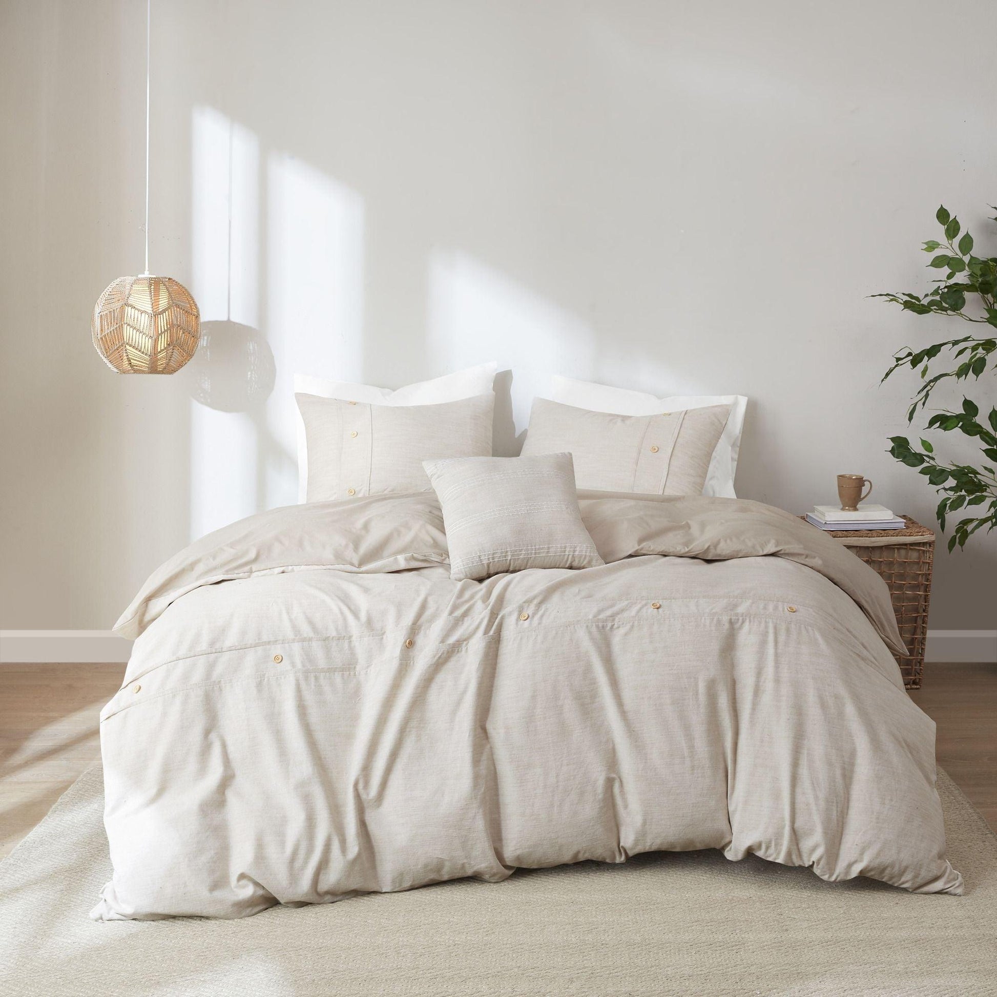 5 Piece Organic Cotton Comforter Cover Set w/removable insert Natural King/Cal King - EcoStuff