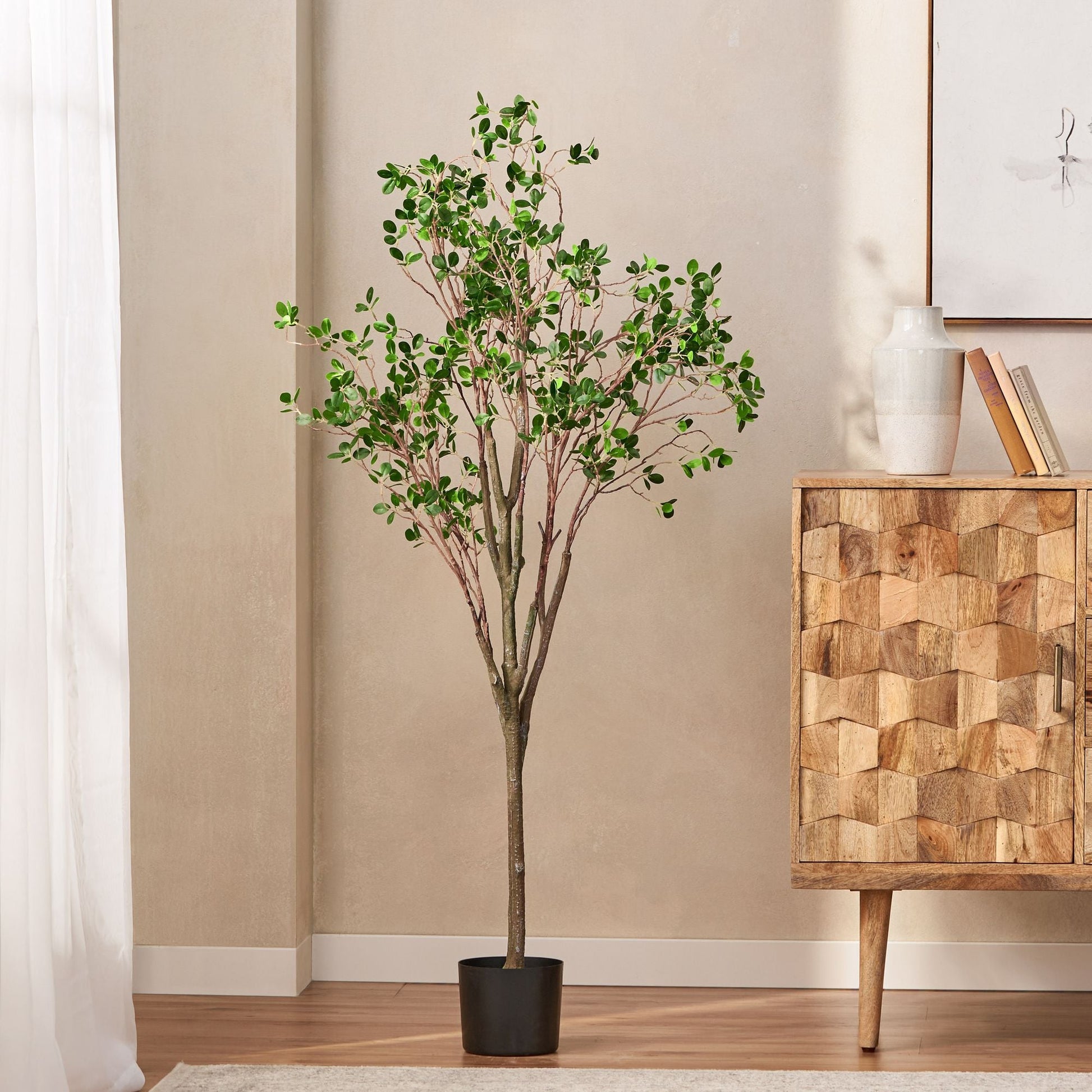 59 Inch Artificial Milan Leaf Bonsai Plant - EcoStuff