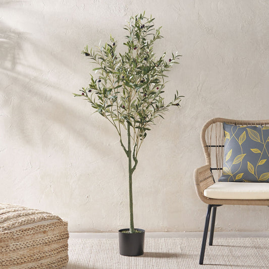 59 Inch Large Artificial Olive Tree Plant - EcoStuff
