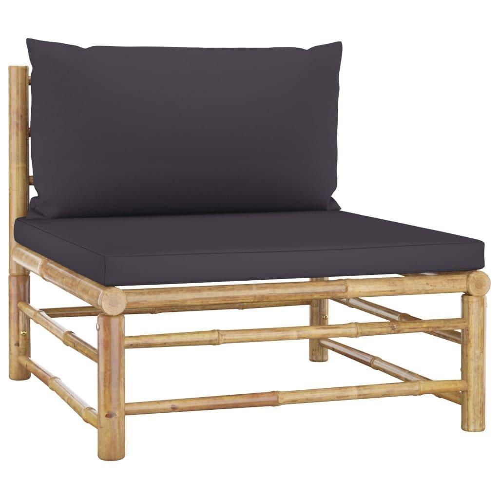 6 Piece Patio Lounge Set with Dark Gray Cushions Bamboo - EcoStuff