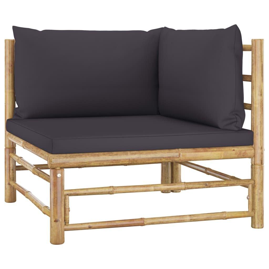 6 Piece Patio Lounge Set with Dark Gray Cushions Bamboo - EcoStuff