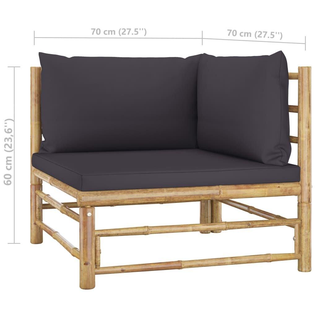 6 Piece Patio Lounge Set with Dark Gray Cushions Bamboo - EcoStuff
