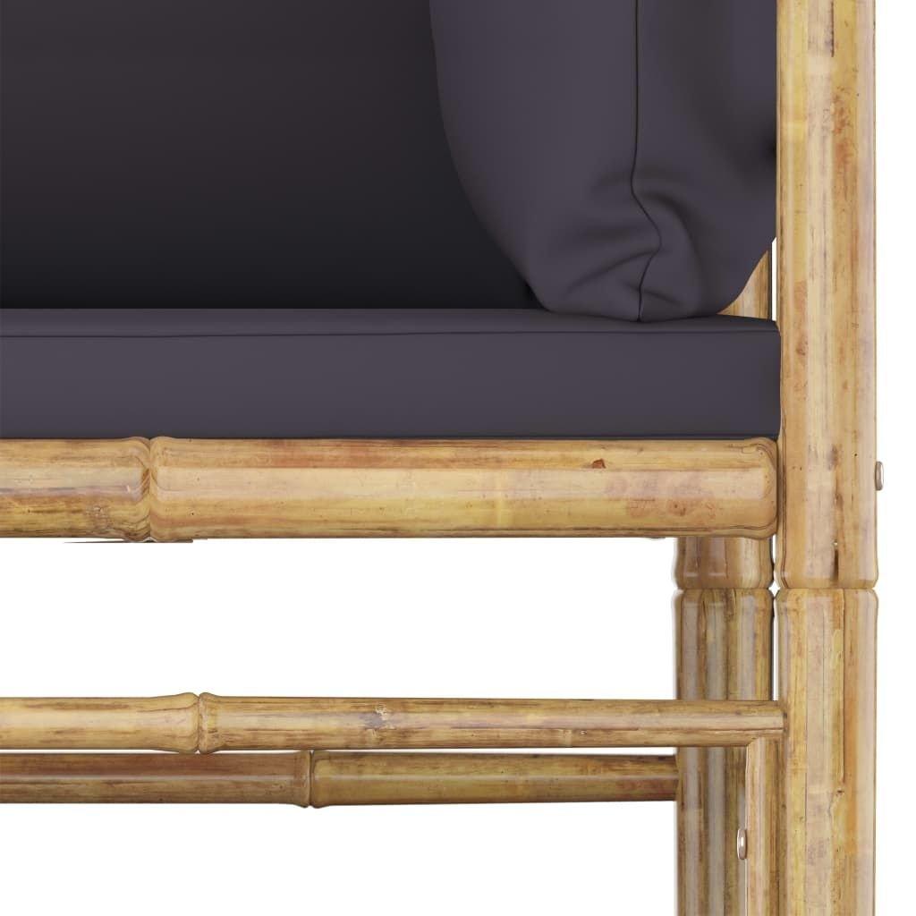 6 Piece Patio Lounge Set with Dark Gray Cushions Bamboo - EcoStuff