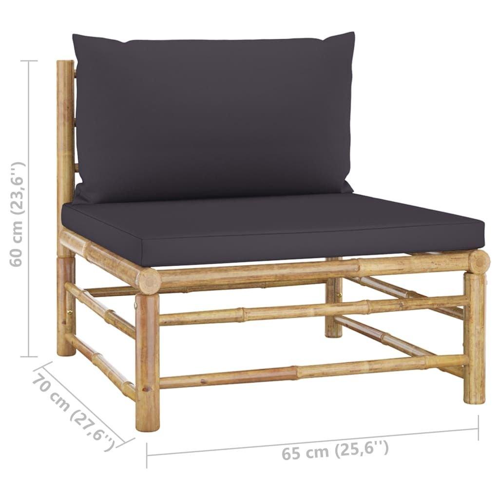 6 Piece Patio Lounge Set with Dark Gray Cushions Bamboo - EcoStuff