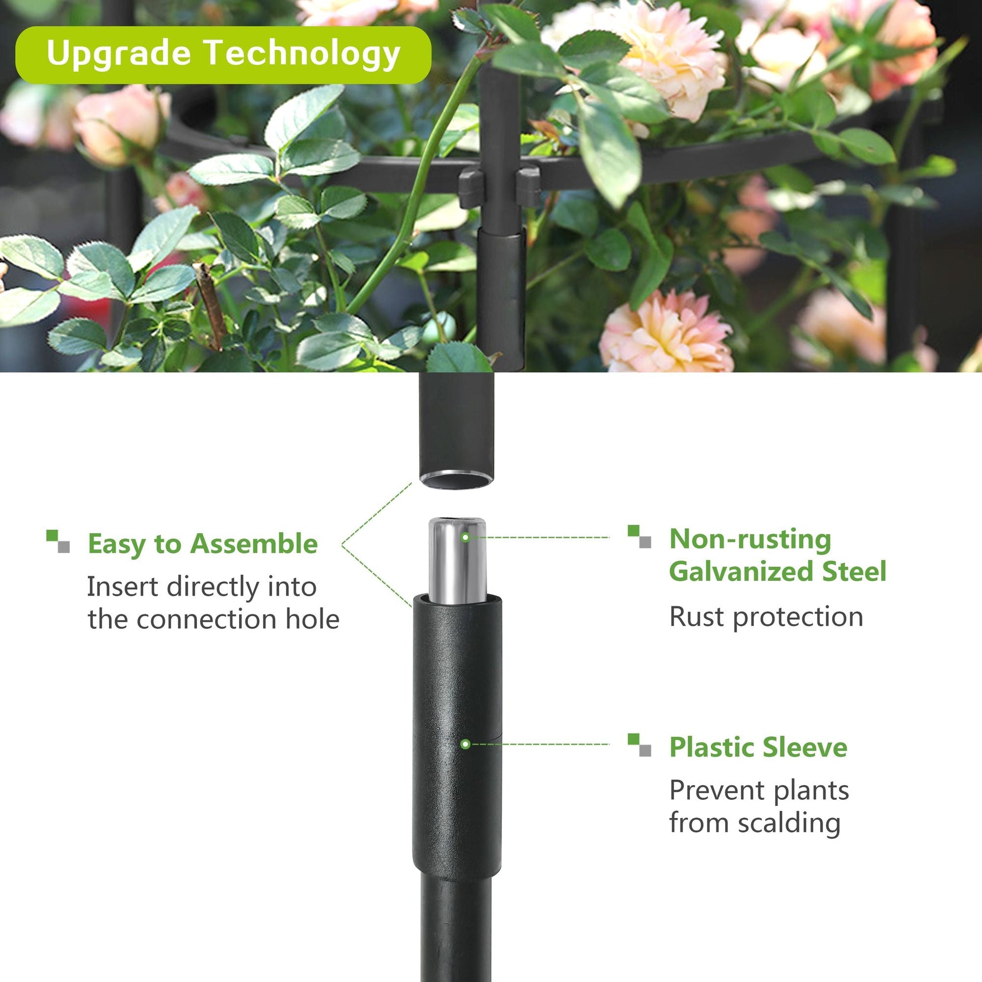 6.2ft Garden Obelisk Trellis; Lightweight Rustproof Plastic Coated Metal Tall Tower Trellis Stand - EcoStuff