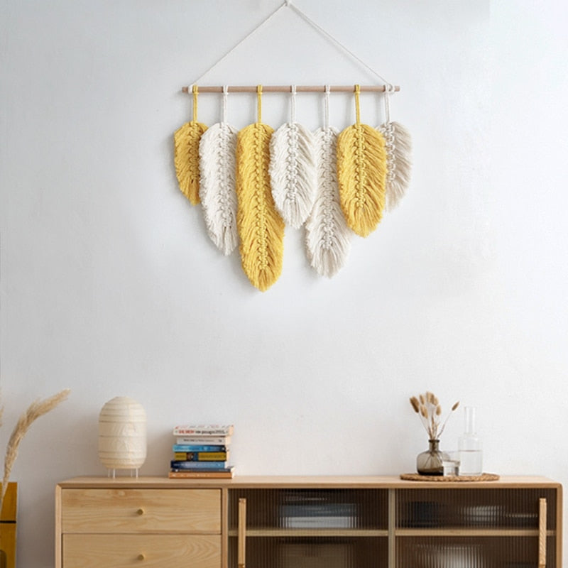 Macrame Feather Wall Decor