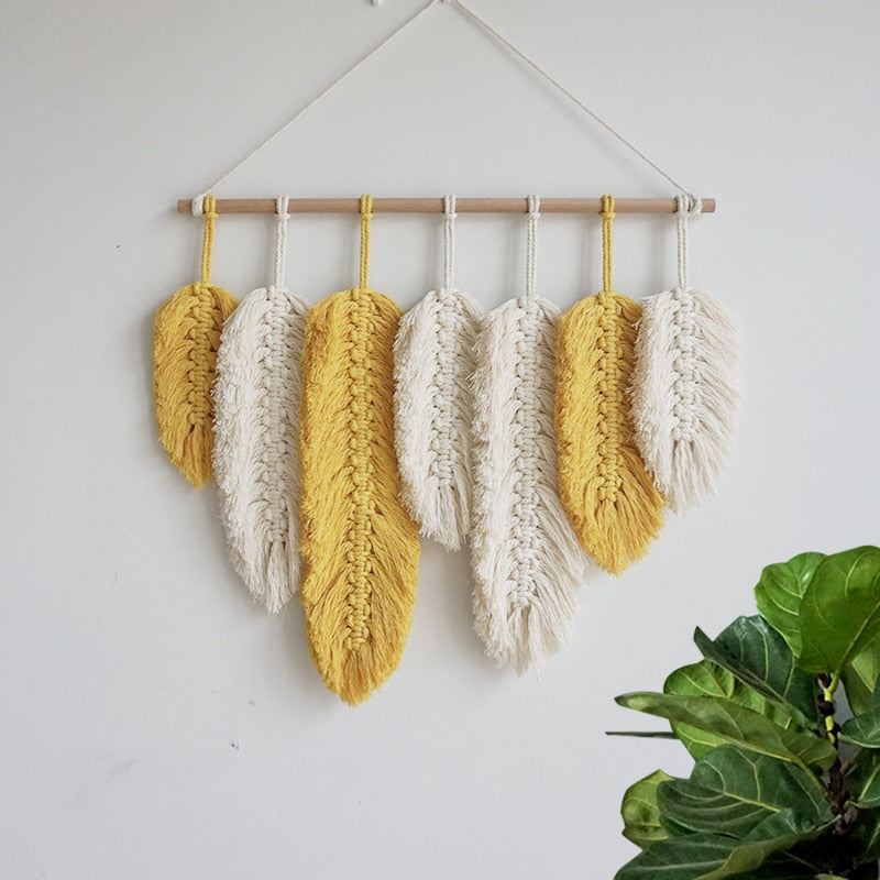 Macrame Feather Wall Decor