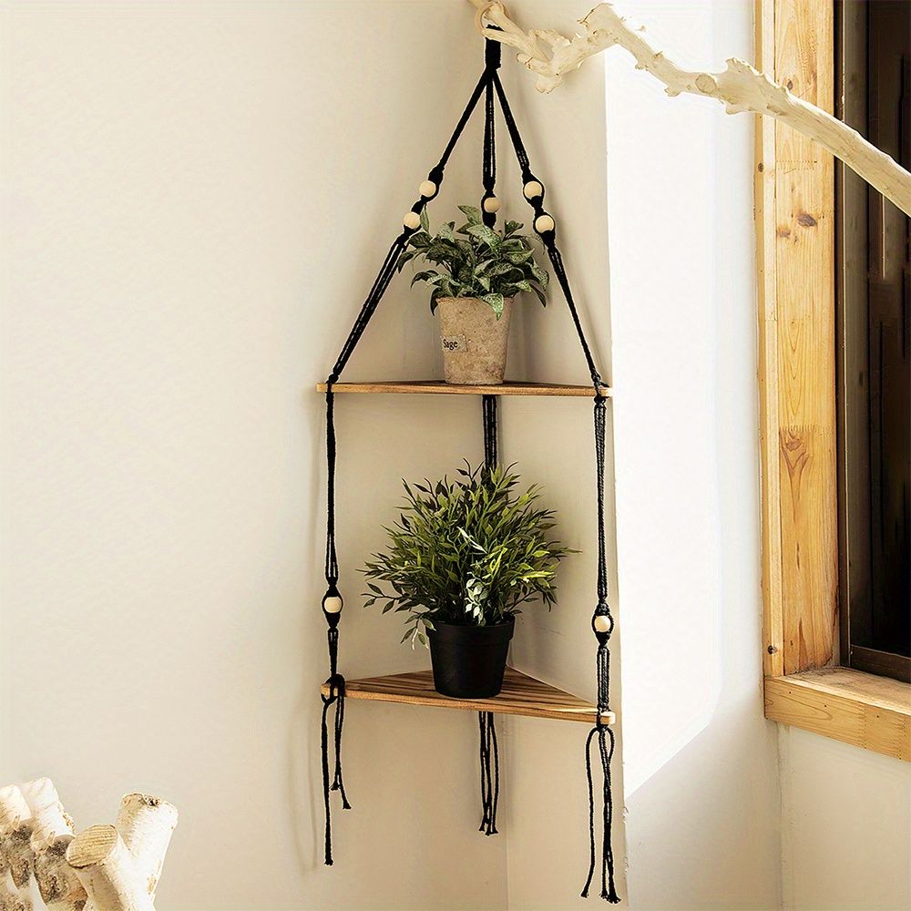 Boho Triangle Shelves Wall Decor - Plant Hanger, Candle Holder - EcoStuff