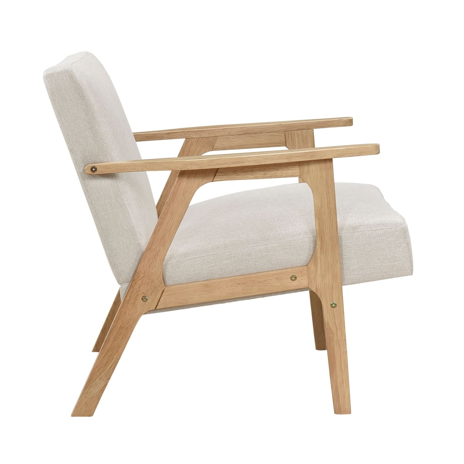 Modern Fabric Upholstery Accent Chair - Solid Rubberwood - Natural Finish Contemporary Cushion Seat - EcoStuff