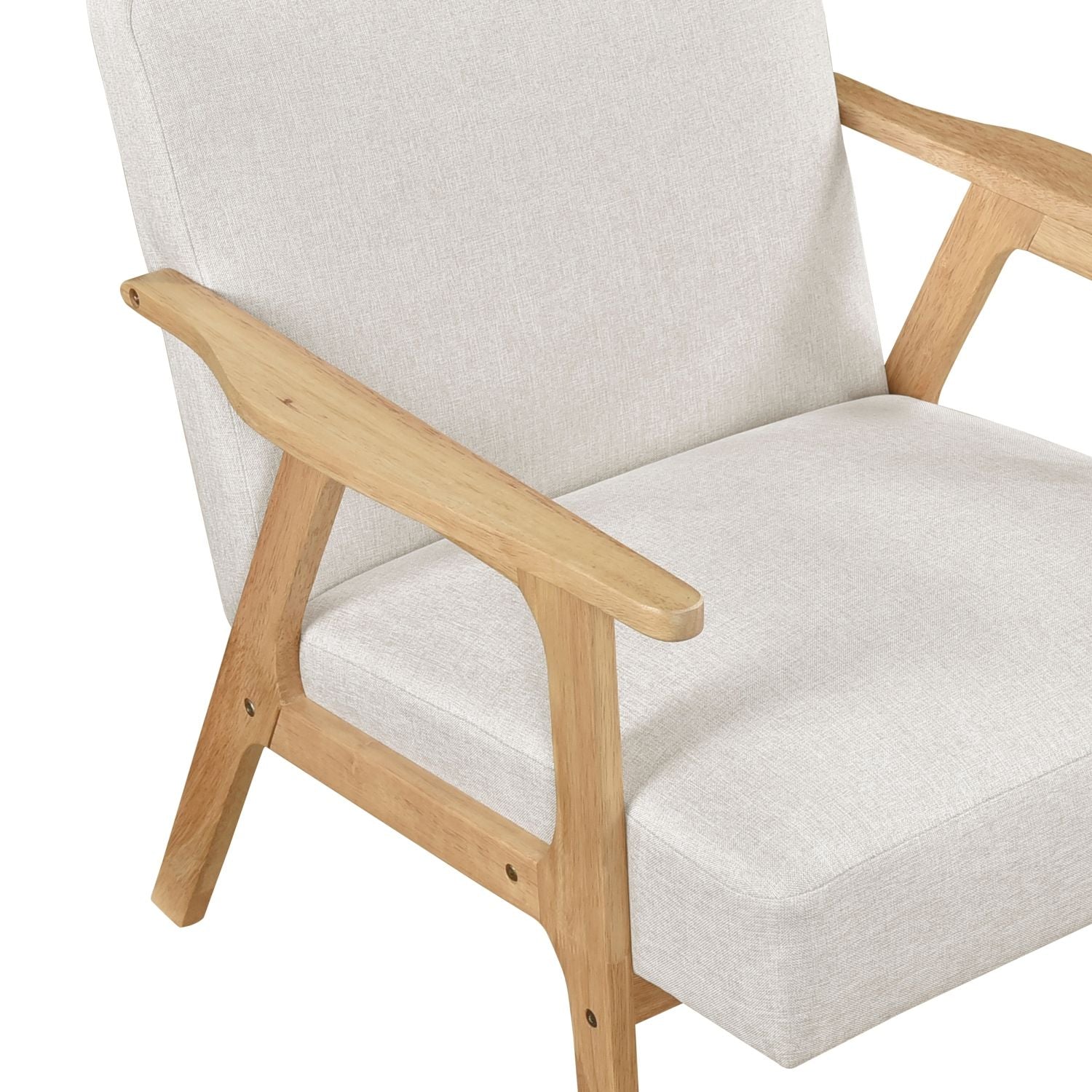 Modern Fabric Upholstery Accent Chair - Solid Rubberwood - Natural Finish Contemporary Cushion Seat - EcoStuff