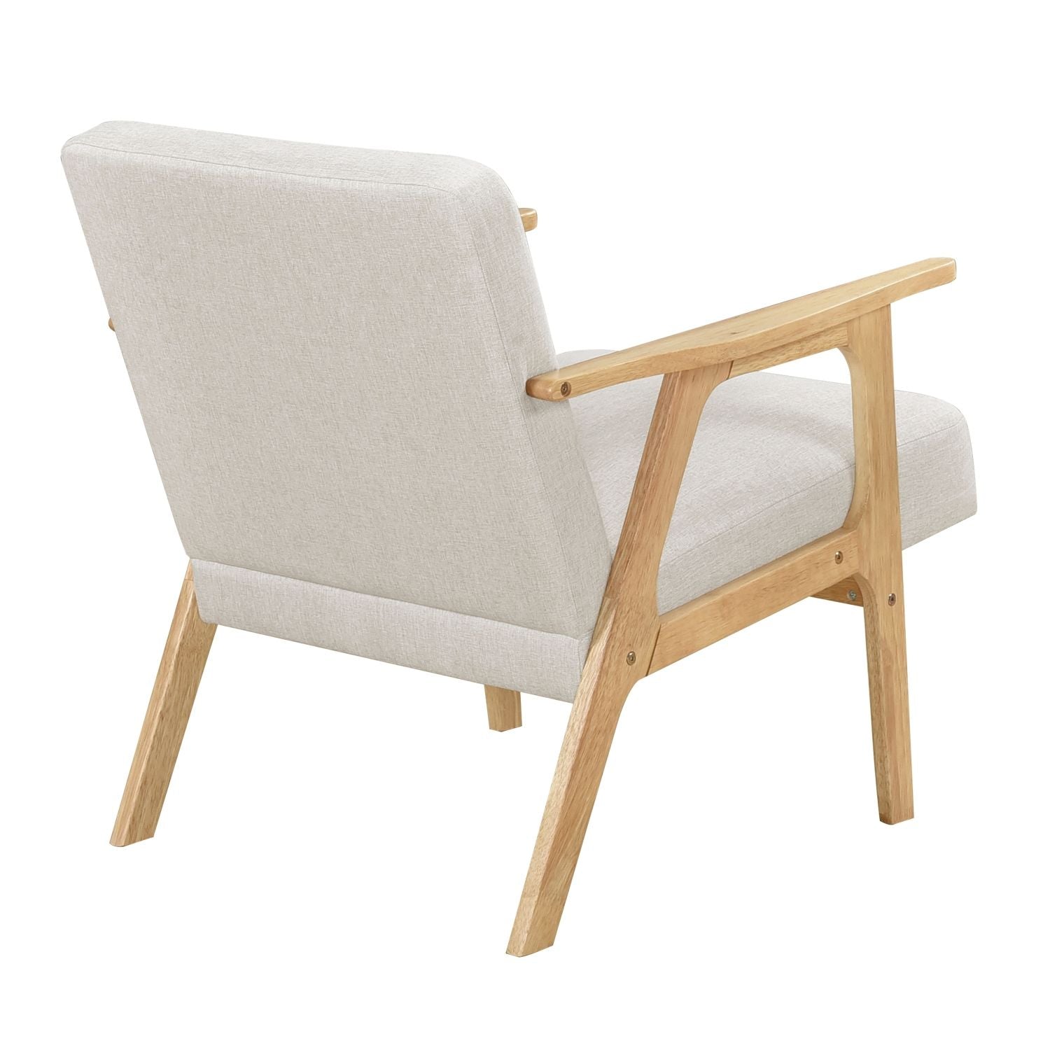 Modern Fabric Upholstery Accent Chair - Solid Rubberwood - Natural Finish Contemporary Cushion Seat - EcoStuff