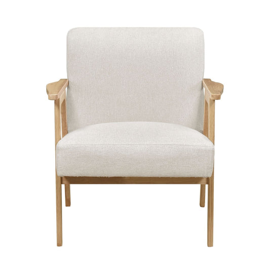 Modern Fabric Upholstery Accent Chair - Solid Rubberwood - Natural Finish Contemporary Cushion Seat - EcoStuff
