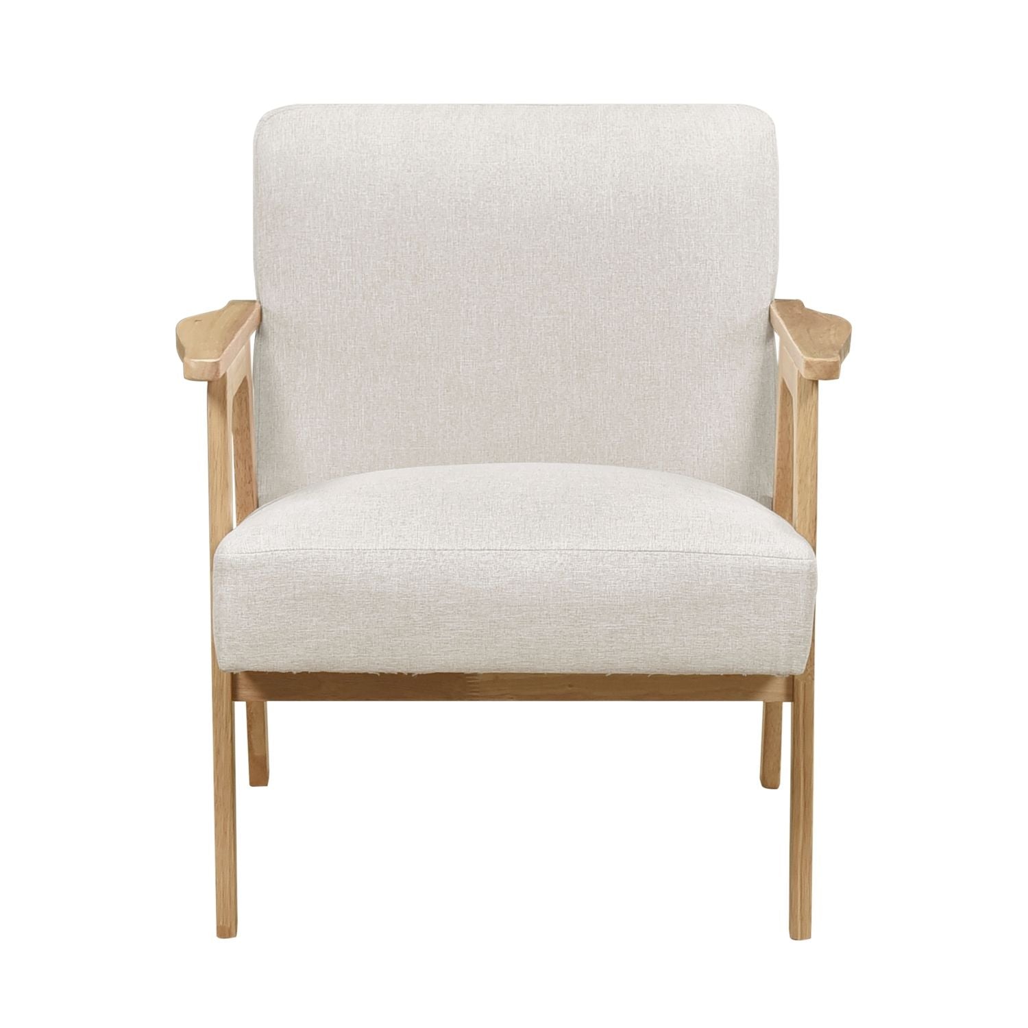 Modern Fabric Upholstery Accent Chair - Solid Rubberwood - Natural Finish Contemporary Cushion Seat - EcoStuff