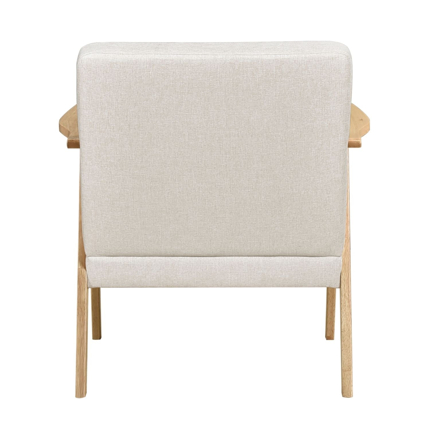 Modern Fabric Upholstery Accent Chair - Solid Rubberwood - Natural Finish Contemporary Cushion Seat - EcoStuff