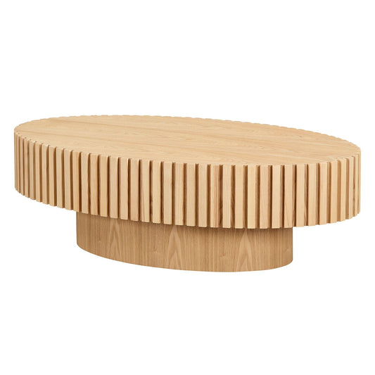 Modern Handcraft Drum Coffee Table Oval Natural Ash - EcoStuff