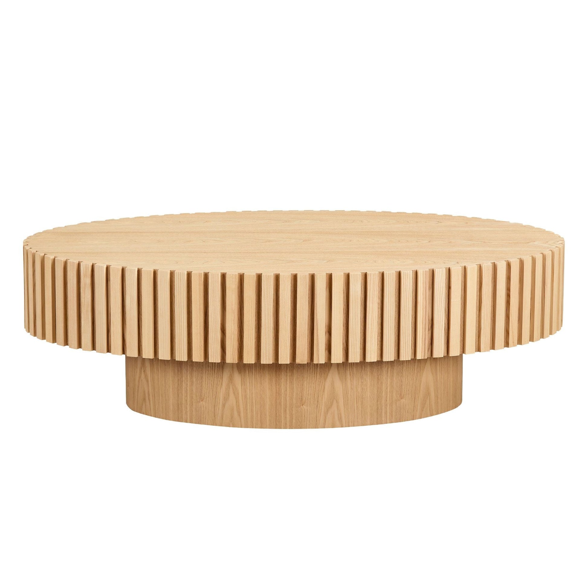 Modern Handcraft Drum Coffee Table Oval Natural Ash - EcoStuff